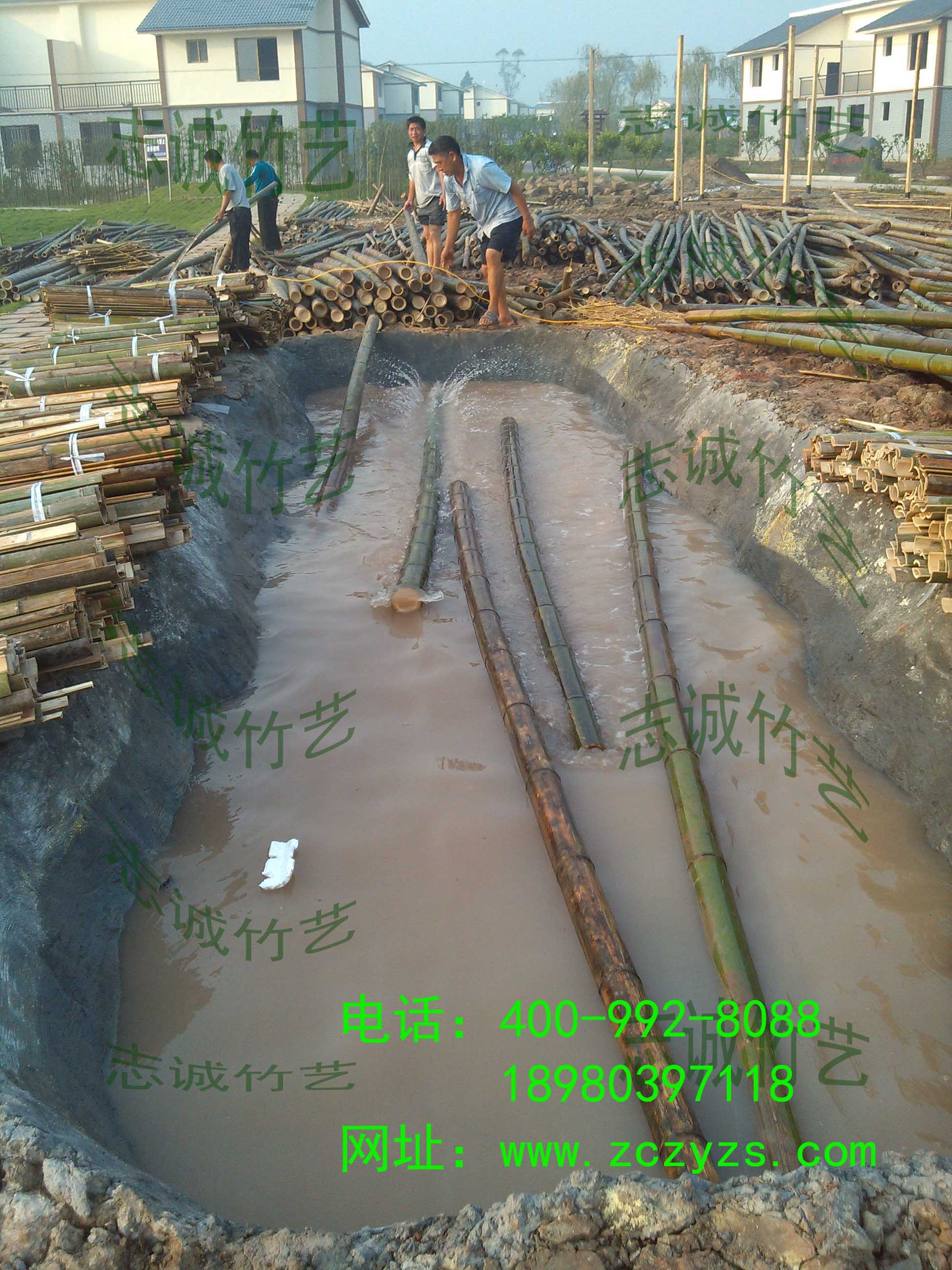  竹材枓在现场用药水进行 防腐 防虫 防霉处里