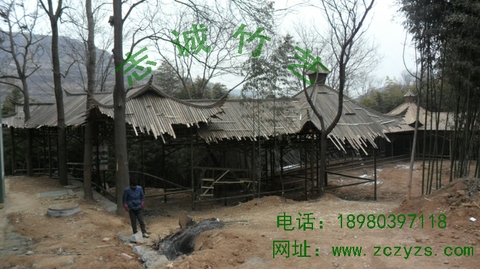 陕西省西安市金鱼沟风景区 竹长廊正在施工